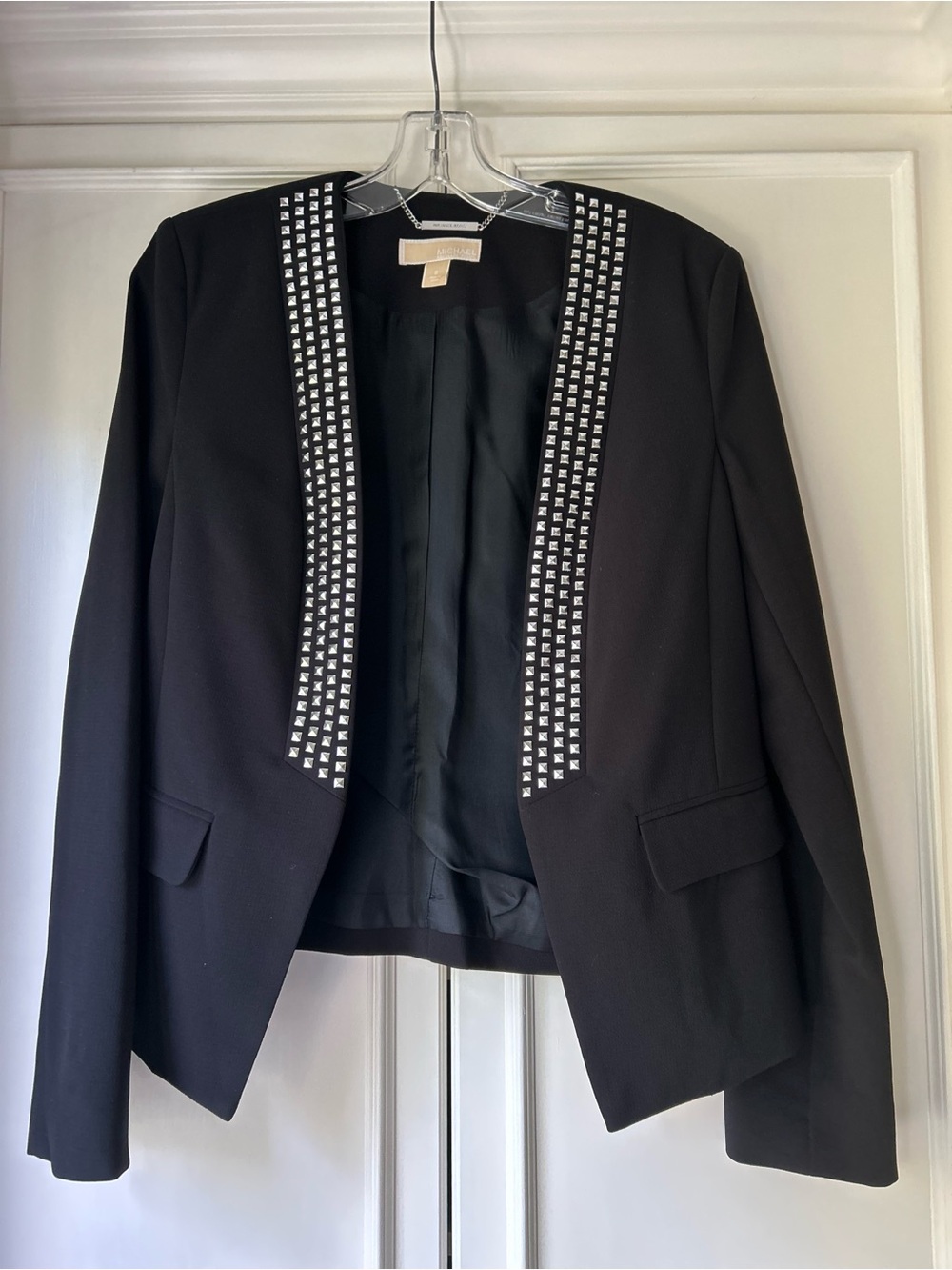 Michael Kors Black Open-Front Blazer with Silver Stud Trim